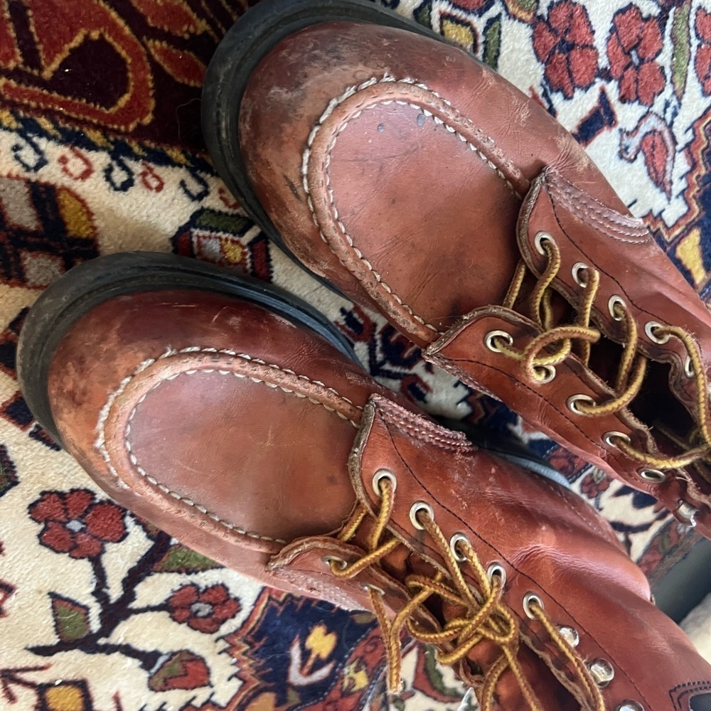 Red Wing Moc Toe SuperSole Work Boots Red Oro Russet 10 D Vintage 1990's - Picture 2 of 7